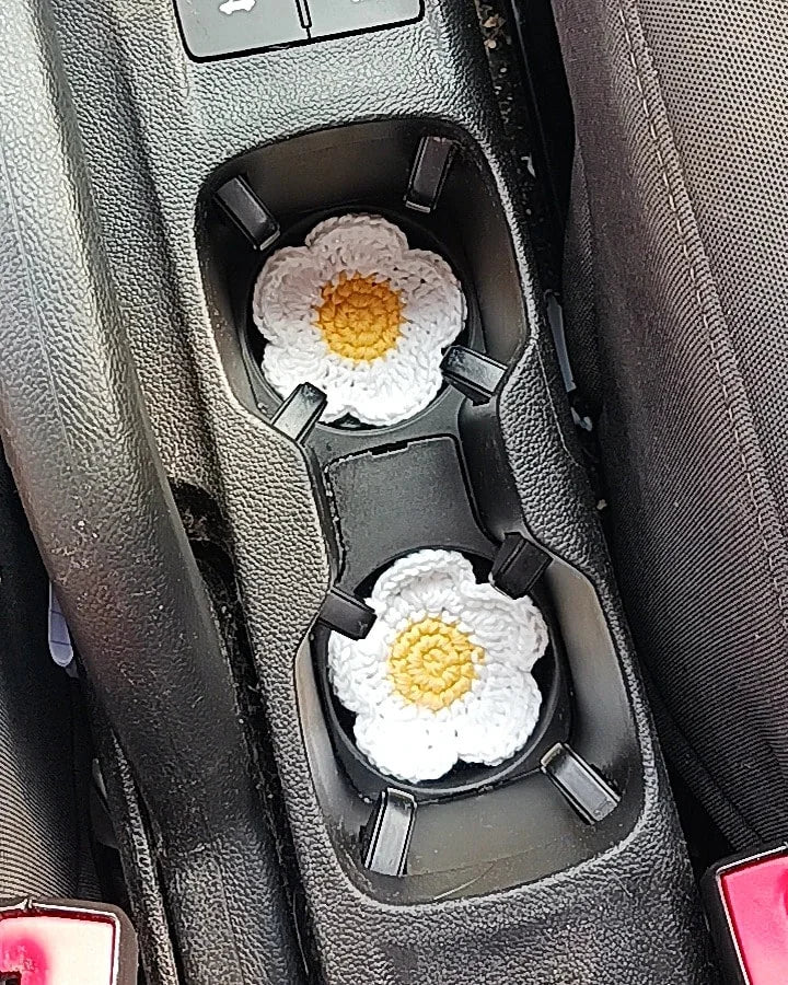 Daisy Crochet Car Coasters