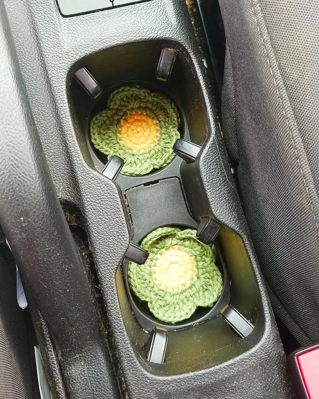 Olive Green Crochet Car Coasters